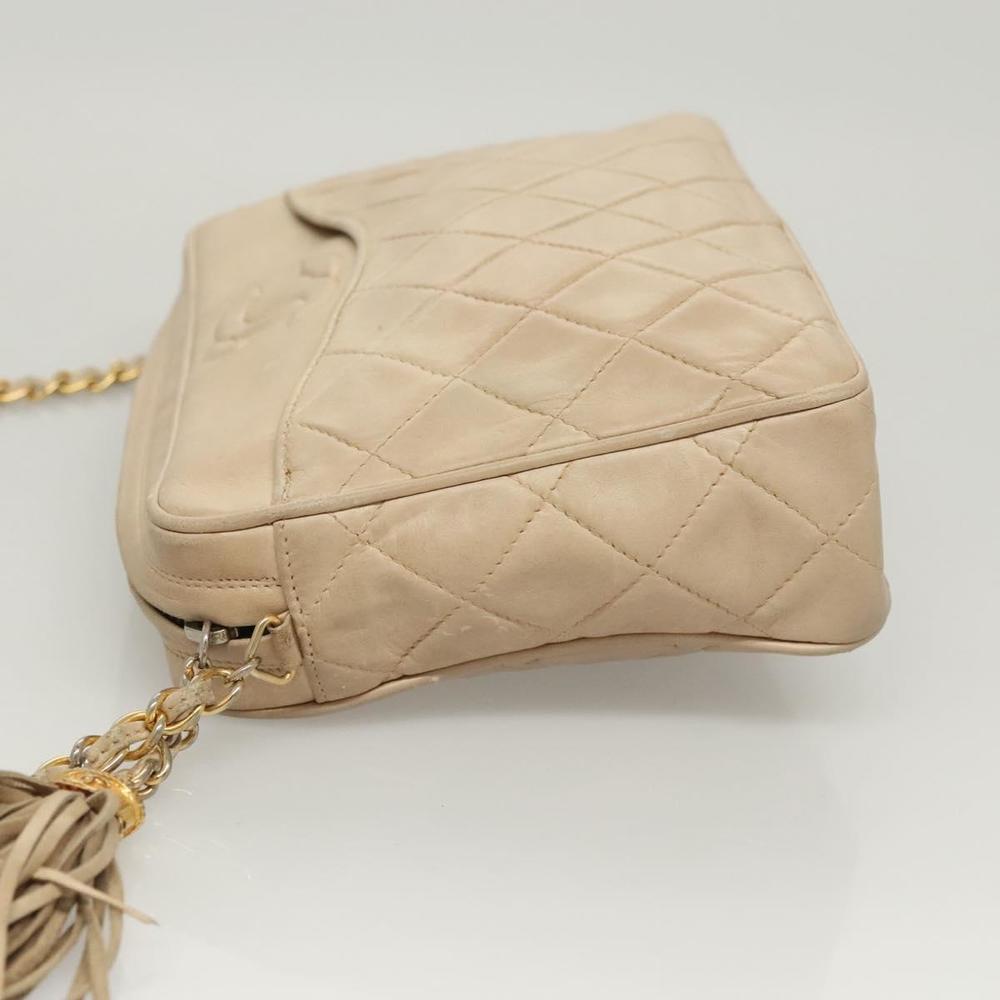 CHANEL Matelasse Chain Shoulder Bag Lamb Skin Beige Gold CC Auth bs26041 - Picture 4 of 16